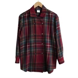 Vintage Breeches 100% Wool Preppy Red Plaid Double Breasted Tunic. Size Small